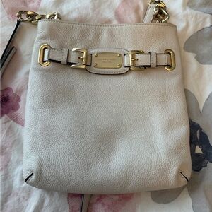 Michael Kors Cream Pebbled Leather Crossbody with Gold Hardware